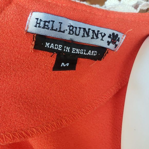 Hell Bunny Orange Dress With White Lace Peter Pan Collar - Picture 8 of 12